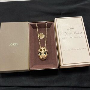 New old stock Avon perfume pendant Moonwind perfume-chain double sided pearl
